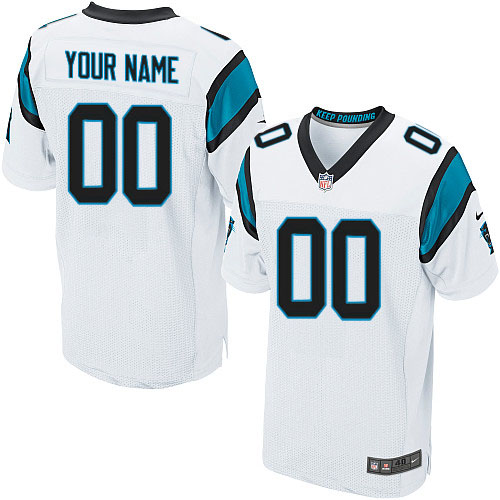 Men's Elite Nike Jersey White Road - Customized NFL Carolina Panthers